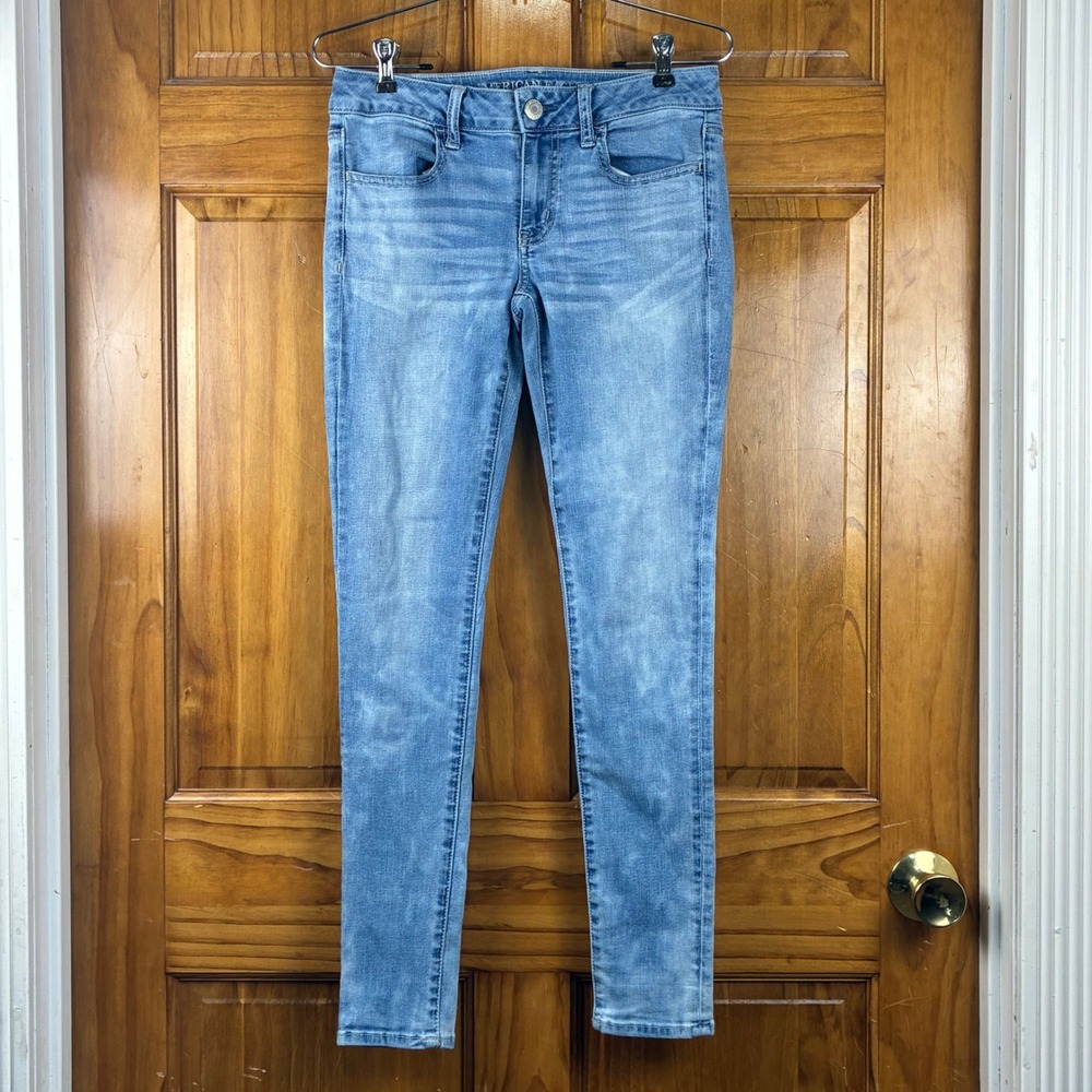 American Eagle Super Low Rise Jegging Size 8 Regular Light Wash Blue Jeans Y2K